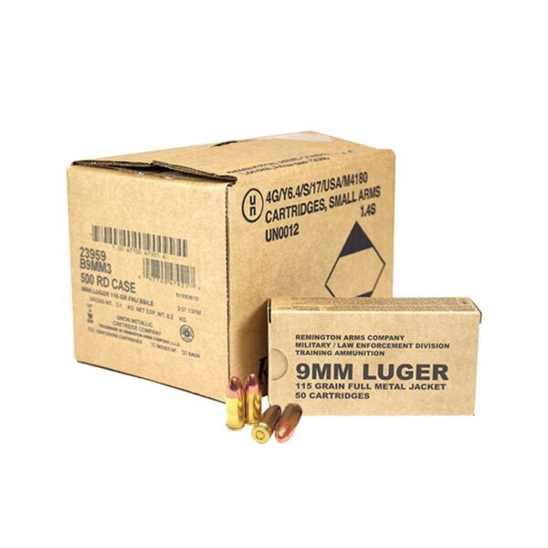 Cartouches Remington LE Training 9mm (115 Gr.) – 500 Cartouches