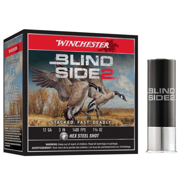 Winchester Blind Side 2 HEX Steel Shot - 12 GA X 3” 1 3/8 oz - 25 Cartouches