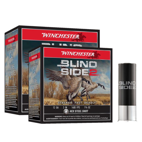 Winchester Blind Side 2 HEX Steel Shot - 12 GA X 3” 1 3/8 oz - 250 Cartouches